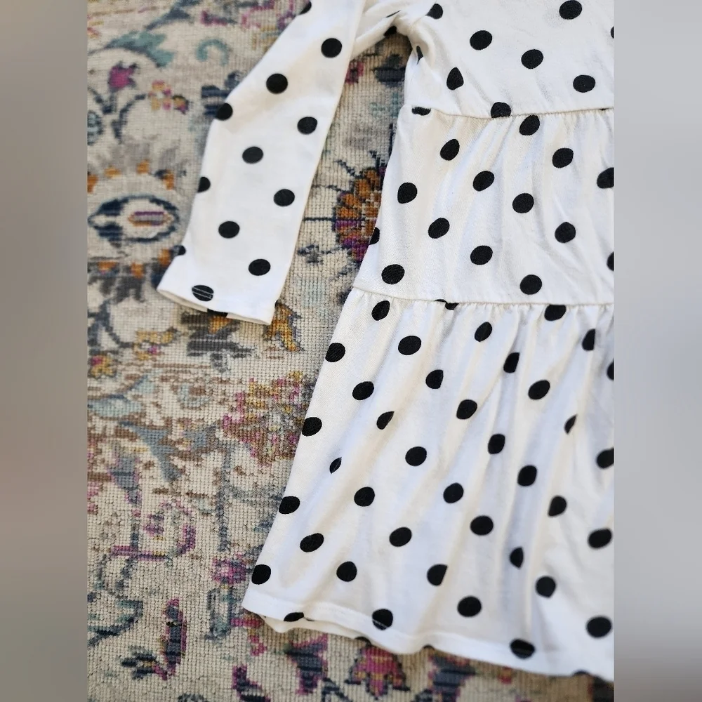Harper Canyon White Poka-Dot Long Sleeve Spring Dress, sz 4